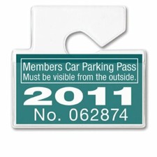 100 Pcs Horizontal Car Parking Permit Tag Holders - Clear Plastic Rear View Hang