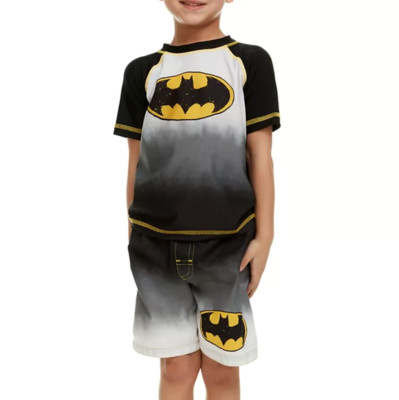 Batman Swimsuit Swim Trunks Rash Guard Shirt Set 2T 3T 4T Toddler Boys DC Comi