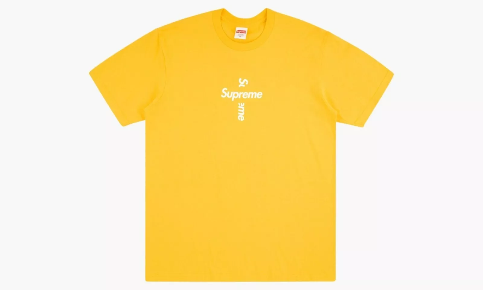 T shirt logo boîte croix suprême FW20 jaune XL