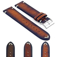 DASSARI Kingwood Leather Hand Finished Mens Vintage Watch Strap Band w Stitching