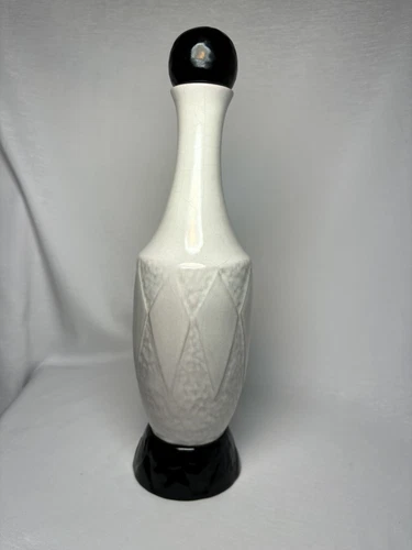 Frankoma Pottery Black & White Decanter w/ Stopper V-9 1219 Joniece Frank