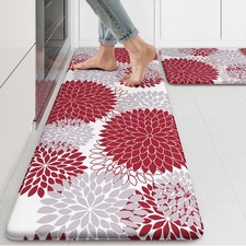 Anti Fatigue Kitchen Mats for Floor 2PCS,17"x47" 17"x29" Farmhouse Dahlia Kit...