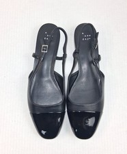 A New Day Maxine Classic Black Patent Cap Toe Slingback Flats 9.5