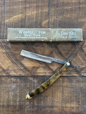 1904-1920 Antique Wester Bros. ?Steel King?  Straight Razor With OG Case