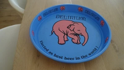 PLV BIERE DELIRIUM TREMENS PLATEAU METAL BEER BELGIUM ELEPHANT ROSE SERVICE - Photo 1/4