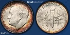 1953 D TONED Roosevelt Dime ANACS MS 65 FB MS 65 FT Toning Silver Coin 10C