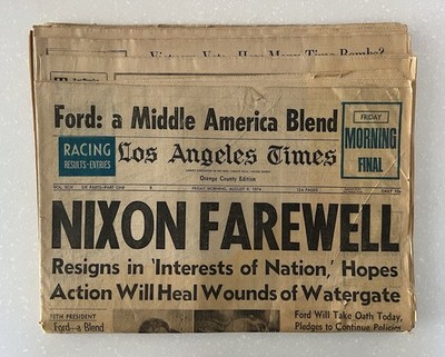 NIXON FAREWELL AUGUST 1974 LOS ANGELES TIMES ALL SECTIONS FULL NEWSPAPER