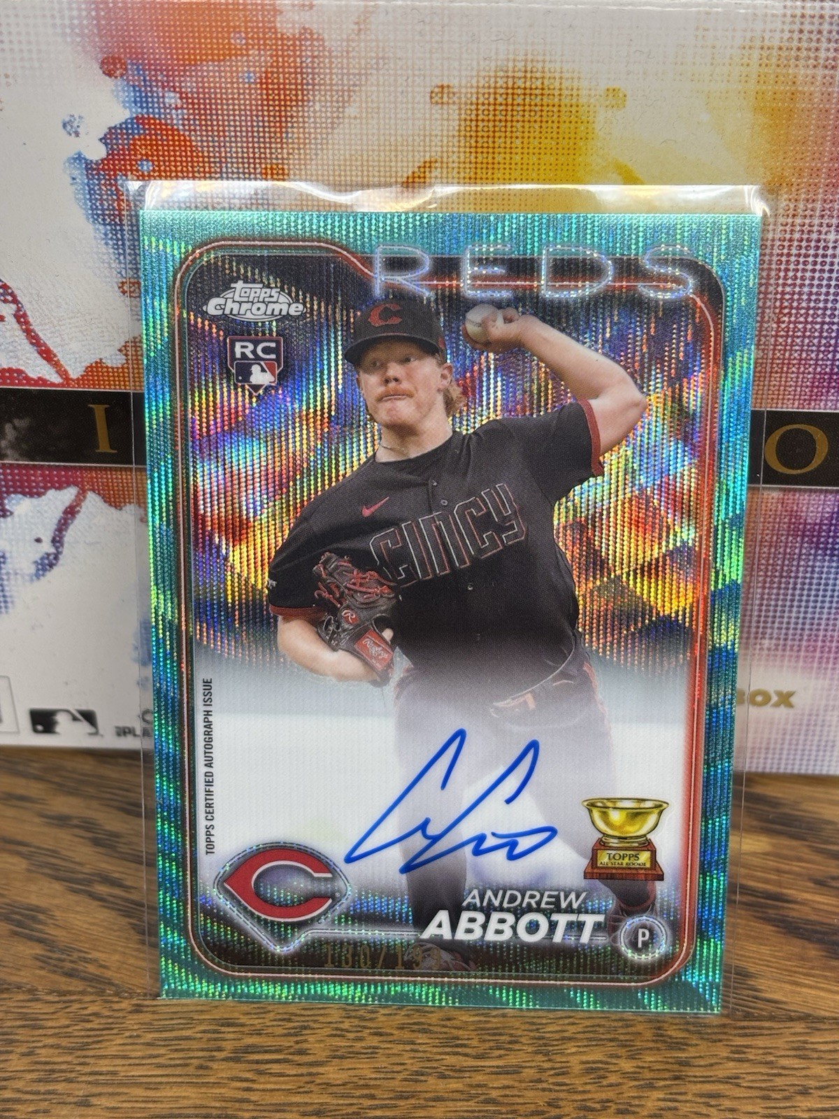 2024 Topps Chrome - Rookie Autographs Andrew Abbott #RA-AA Aqua Wave /199 RC