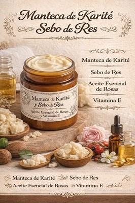 Beef Tallow & Shea Butter Day Face Cream Moisturizer Rose Jasmine 4 oz