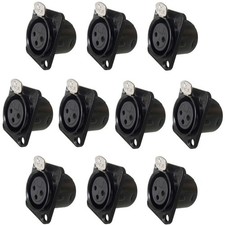 XLR 3Pin Female Metal Panel Mount Chassis Audio Connector Nickel plated housing