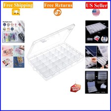 36-Grid Clear Plastic Organizer Box with Adjustable Dividers for Crafts, Jewe...