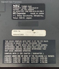 NEC PC Engine DUO Turbo Duo Console with Controller Untested