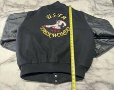 Vintage Empire Varsity Jacket XL Black Genuine Leather Sleeves USTA Taekwondo