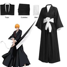 Bleach Kurosaki Ichigo Costume Robe Cloak Coat Japanese Anime Cosplay Halloween
