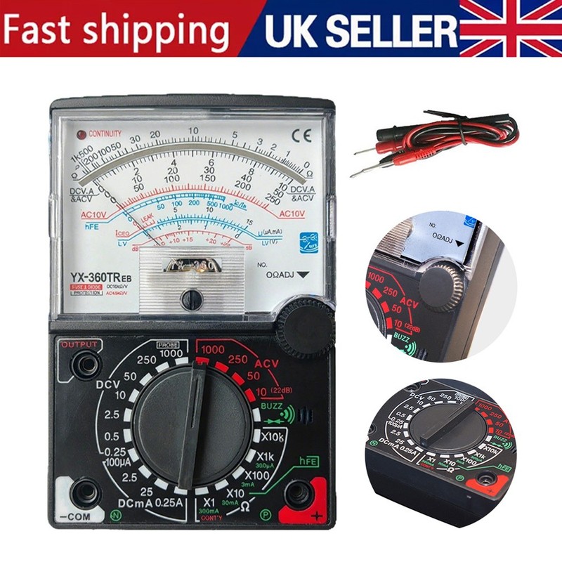 Analog Multimeter Ohm Volt DC Current AC/DC Voltage Tester Meter with Test Probe