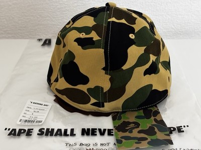 Authentic A Bathing Ape Bape 1st Camo College Cap Hat Yellow New M