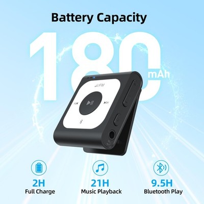 AGPTEK 64GB Clip MP3 Player with Bluetooth, A53PL Portable Music