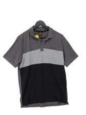 Pierre Cardin Men's Polo L Grey Striped Polyester with Cotton Basic