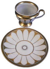 Antique 19thC KPM Berlin Porcelain White & Gold Cup & Saucer Porzellan Tasse #1