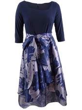 R&M Richards Women's High-Low Contrast Dress (10, Navy/Orchid)