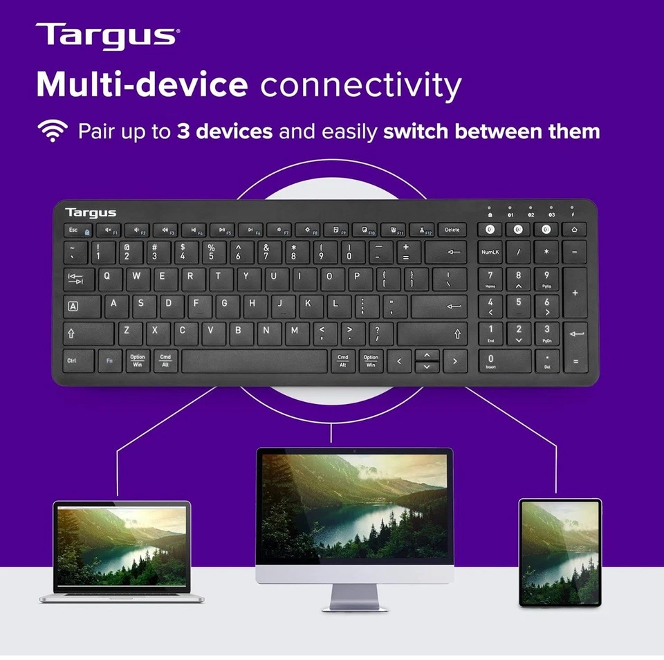 Targus Midsize Multi-Device Bluetooth Antimicrobial Keyboard Android iOS Window - Image 2 of 4