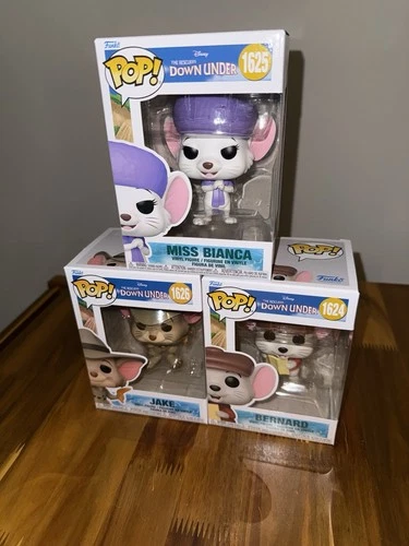 Disney The Rescuers Down Under Bernard, Miss Bianca & Jake POP 3 Set Funko New
