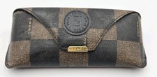 VTG Fendi Occhiali Sunglasses Case Brown Checkered Leather Patch Made In Italy