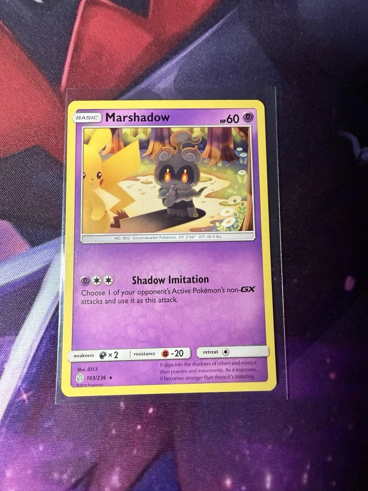 POKEMON TCG Marshadow 103/236 S&M: Cosmic Eclipse Non Holo Rare NM Pikachu