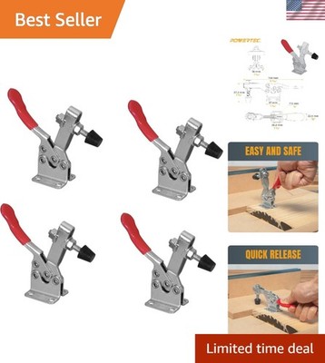 Durable 4PK Horizontal Toggle Clamps with Rubber Grip - 300 lb Capacity for Jigs