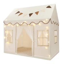 Kids Play Tent, Toddlers Large Playhouse with Mat, Star String, Flag, Machine...