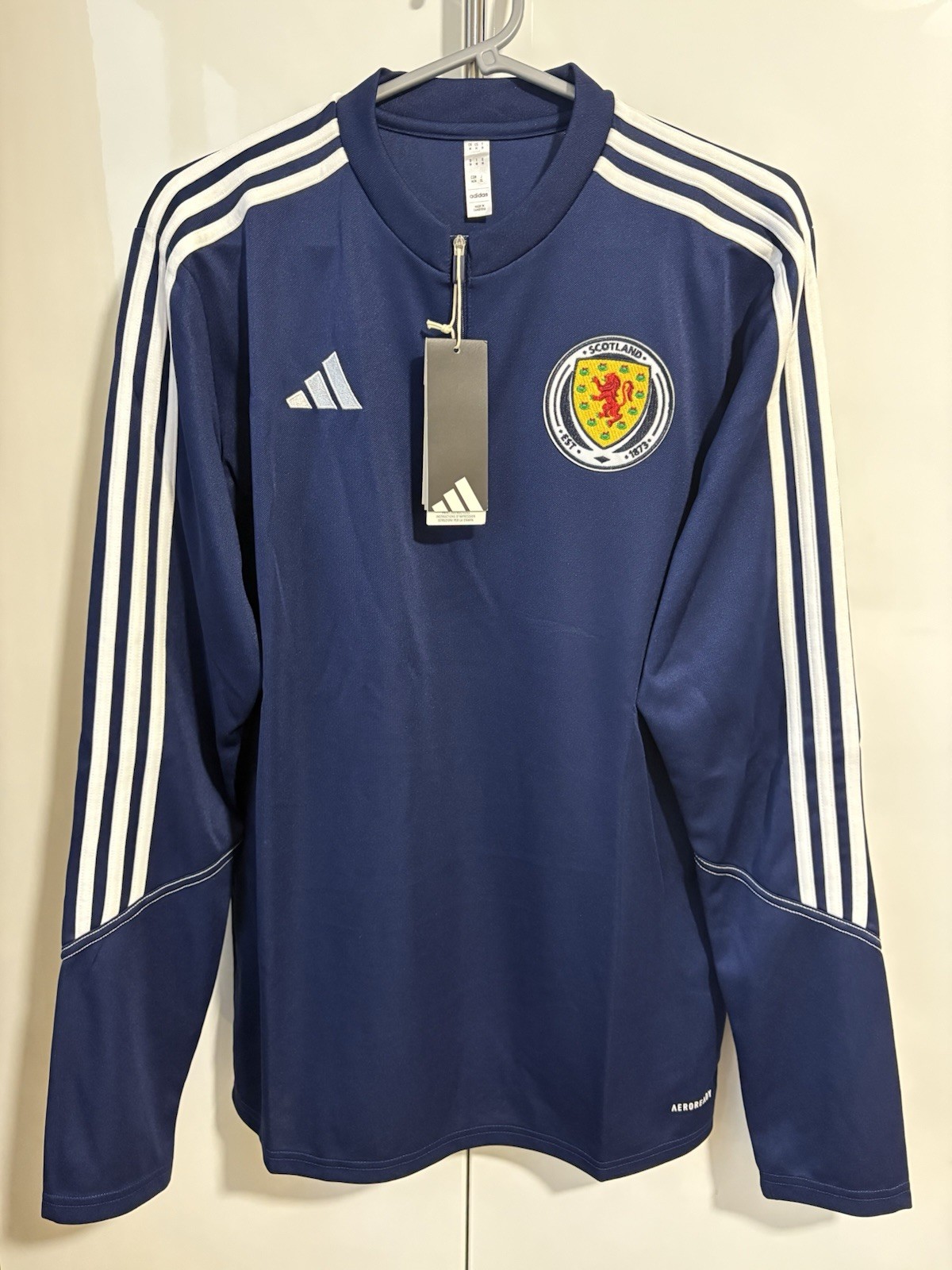 Adidas Tiro 1/4 Zip Scotland track top. Navy. Mens Size Medium.