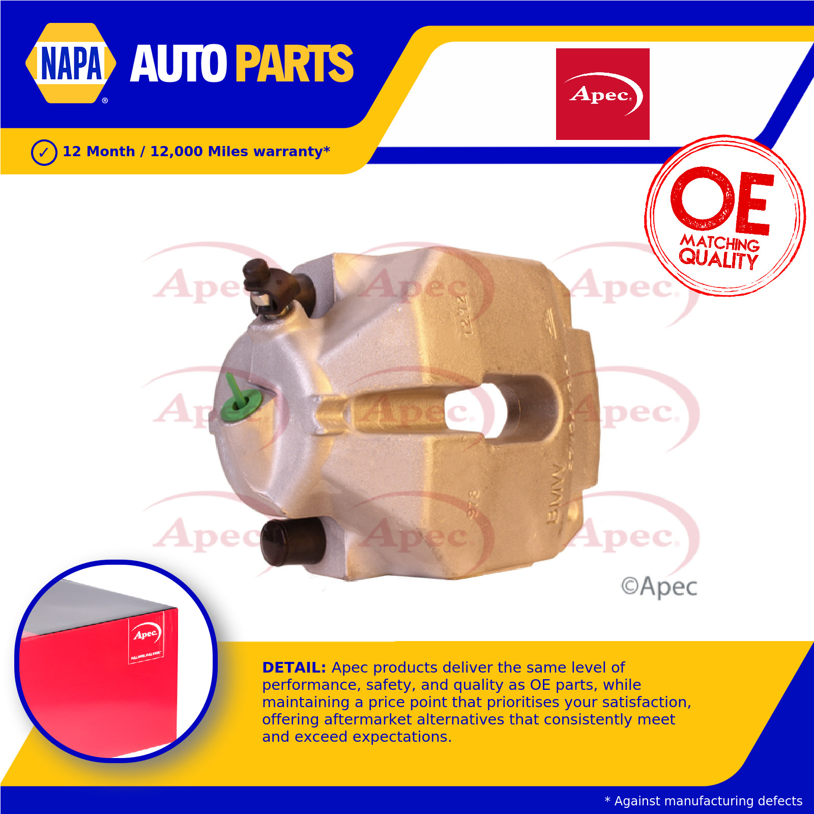Brake Caliper fits BMW 320 E90, E91 2.0 Front Right 04 to 12 34116769092 Apec