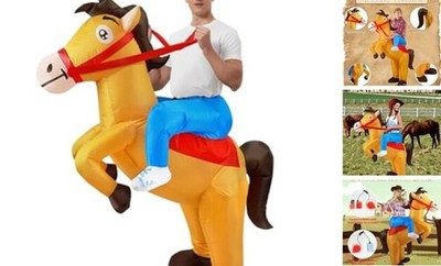 Inflatable Horse Costume, Inflatable Cowboy Riding Horse Costume Funny Blow up