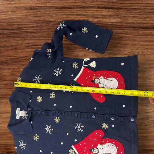 Dressbarn Women's Christmas Cardigan Sweater Holiday Snowman Snowflake Blue - Picture 5 of 6
