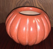 Angela Baca•Santa Clara Pueblo•N.M•RedWare•16Rib•Melon Bowl•Signed W/provenance.