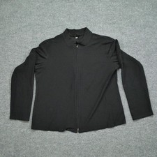 Eileen Fisher Jacket Womens Large Black Full Zip Stretch USA Made