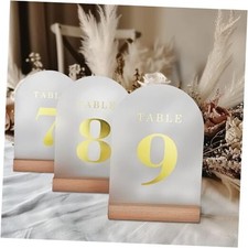 Wedding Table Numbers 1-20, Acrylic Arch Signs Number 1-20 Frosted Gold Font