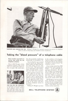 #ad Bell Telephone System Vintage Print Ad 1958 Blood Pressure of Cable $13.92
