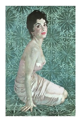   Vintage Art Print Poster - Glamorous Lady in Dress 24x36  - Premium Matte
