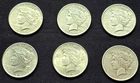 LOT OF 6 SILVER PEACE DOLLARS MIXED DATES 1922-1924
