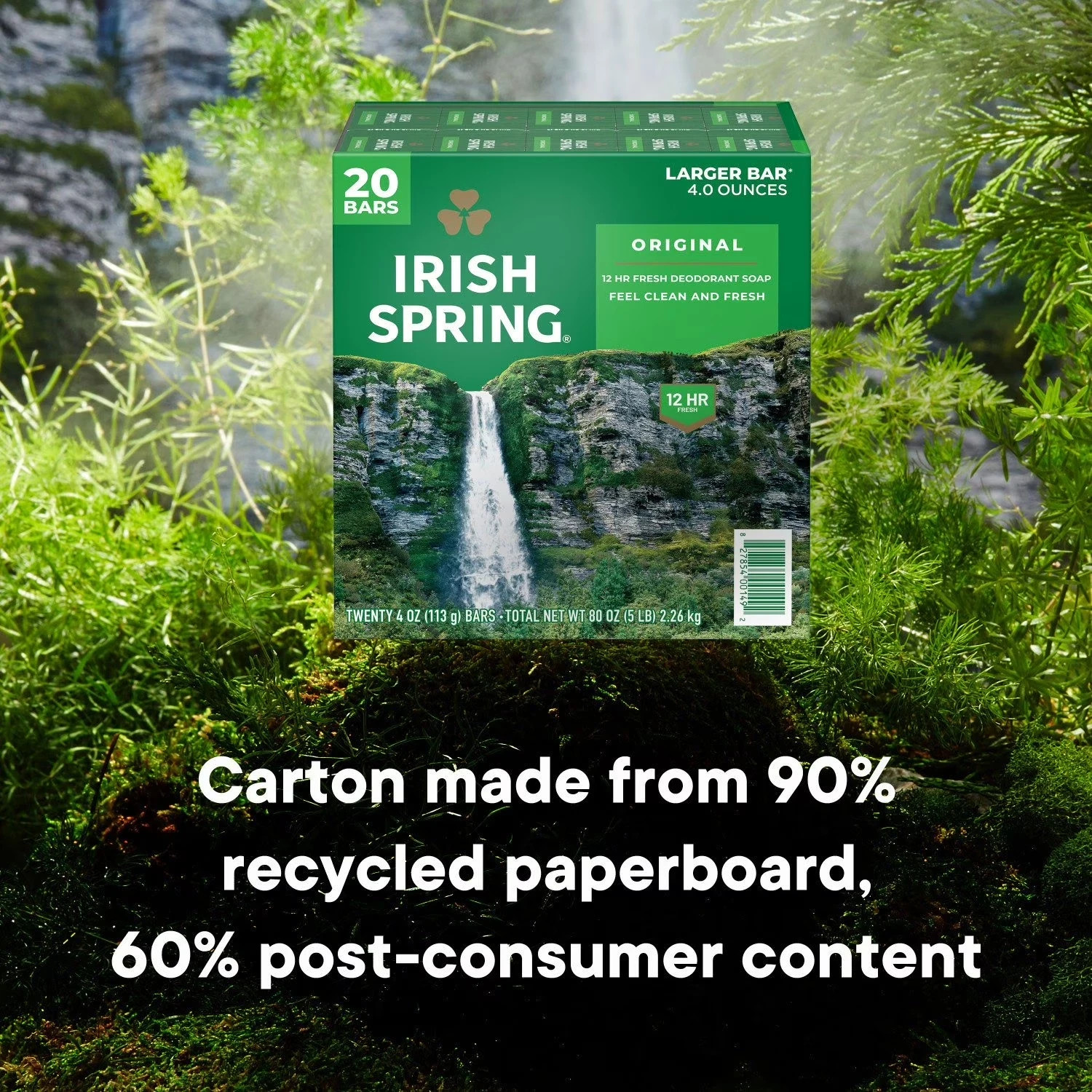 Irish Spring Bar Soap, Original Clean (4 oz., 20 ct.) New Larger Size Bars