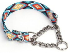 No Pull Collar for Dogs,Martingale Dog Collar with Chain Training Aztec M 7