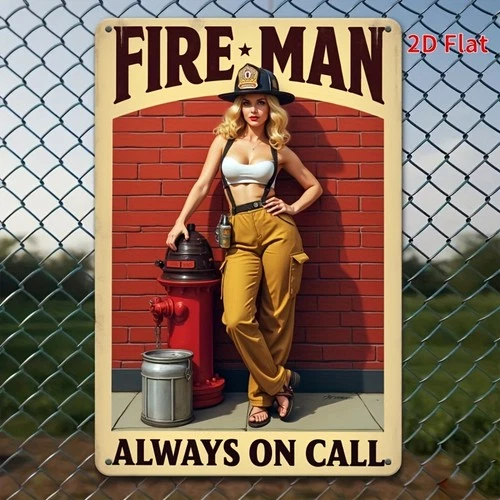 Vintage Firefighter Wall Art - Retro Tin Metal Signs Home Décor 8x12 with"Always