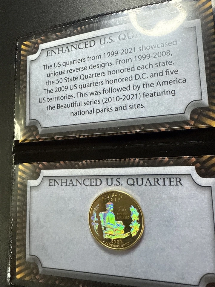2003 Alabama Genuine U.S. Quarter Coin 24K Gold Plated Prism Hologram & Card - Image 4 of 4