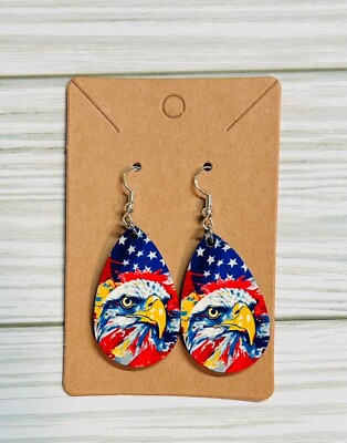 Red white and blue eagle  earrings
