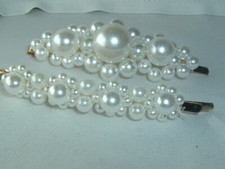 WEDDING BRIDAL FAUX PEARL HAIR BARRETTE BOBBY PINS UP DO HAIR ACCESSORY