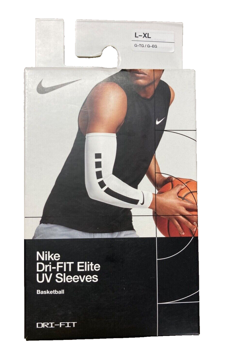 Nike Pro Elite UV Size L/XL Basketball Sleeves 1 Pair White Nike Pro Elite UV Size L/XL Basketball Sleeves 1 Pair White