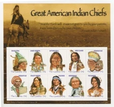 Gambia 2005 - Great American Indian Chiefs - Sheet of 10 stamps Scott 3001 - MNH