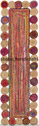 Handmade Area Floor Rug 2x10 Feet Natural Jute Cotton Braided Rectangle Rag Rugs - Picture 2 of 4