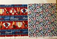 Sports Fabric Baseball Soccer Print Fabric David Textiles 1/2 Yard Each